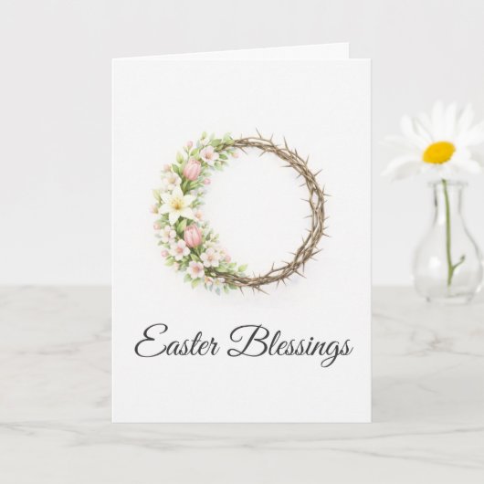 Easter Blessings Crown of Thorns Floral Christian  カード (小さな植物)