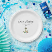 Easter Blessings Decorated Eggs Christian Cross  ペーパープレート (パーティー)