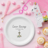 Easter Blessings Decorated Eggs Christian Cross  ペーパープレート (パーティー)