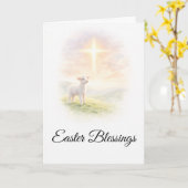 Easter Blessings Lamb of God Christian Easter Card カード (黄色い花)