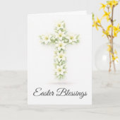 Easter Blessings Lily Cross Christian Easter Card カード (黄色い花)