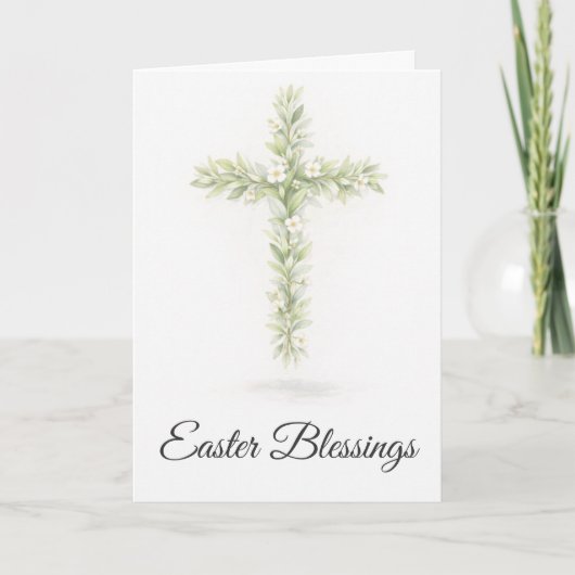 Easter Blessings Olive Branch Cross Christian Card カード (正面)