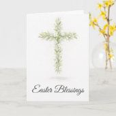 Easter Blessings Olive Branch Cross Christian Card カード (黄色い花)