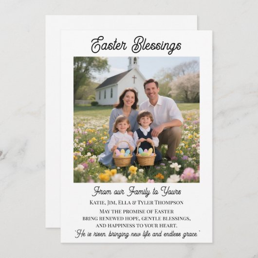 Easter Blessings  Personalized Photo Template シーズンカード (正面/裏面)