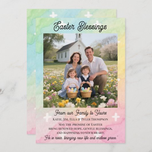 Easter Blessings  Personalized Photo Template シーズンカード (正面/裏面)