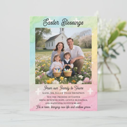 Easter Blessings  Personalized Photo Template シーズンカード (スタンド正面)