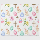 Easter Blessings – Seamless Bunny & Cross Pattern ラッピングペーパー (フラット)