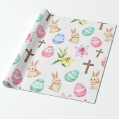 Easter Blessings – Seamless Bunny & Cross Pattern ラッピングペーパー (アンロールド)
