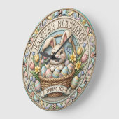 Easter Blessings Spring Joy Basket ラージ壁時計 (傾斜)
