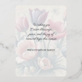 Easter Blessings Tulips Floral Gold Foil Card 箔シーズンカード (裏面)