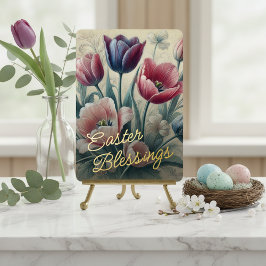 Easter Blessings Tulips Floral Gold Foil Card 箔シーズンカード
