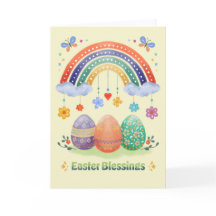 Easter Blessings Watercolor Rainbow Floral Easter