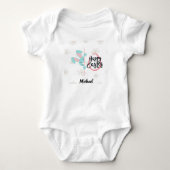 Easter Blue Bunny Personalized Baby Bodysuit ベビーボディスーツ (正面)