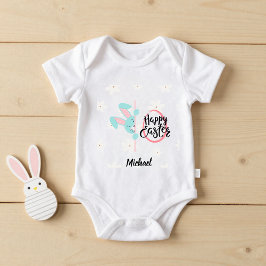 Easter Blue Bunny Personalized Baby Bodysuit ベビーボディスーツ