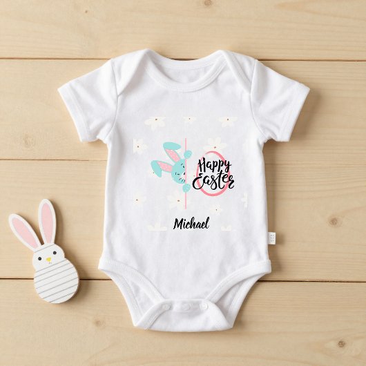 Easter Blue Bunny Personalized Baby Bodysuit ベビーボディスーツ