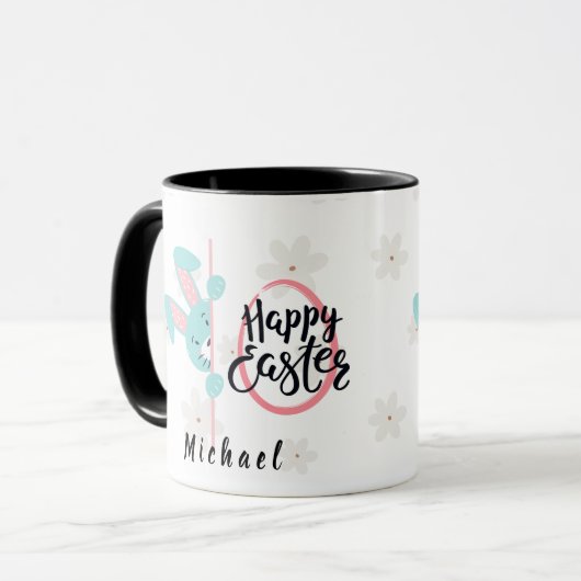 Easter Blue Bunny Personalized Mug マグカップ (正面左)