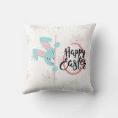 Easter Blue Bunny Personalized Throw Pillow クッション (裏面)
