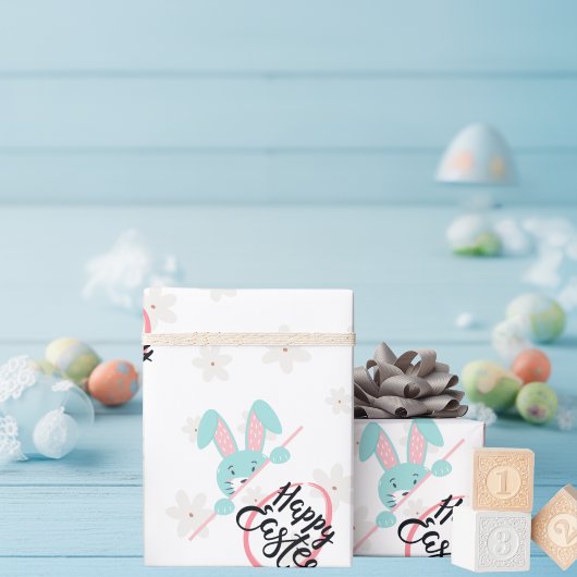 Easter Blue Bunny Wrapping Paper ラッピングペーパー