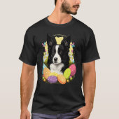 Easter Border Collie Bunny Eggs Dog on Easter Bord Tシャツ (正面)
