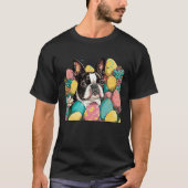 Easter Boston Terrier Spring Flower Dog Paint Spl Tシャツ (正面)