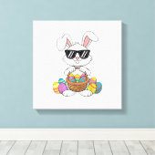 Easter Boys Girls Kids Toddler Bunny Rabbit Easter キャンバスプリント (インサイチュ (ウッドフロア))