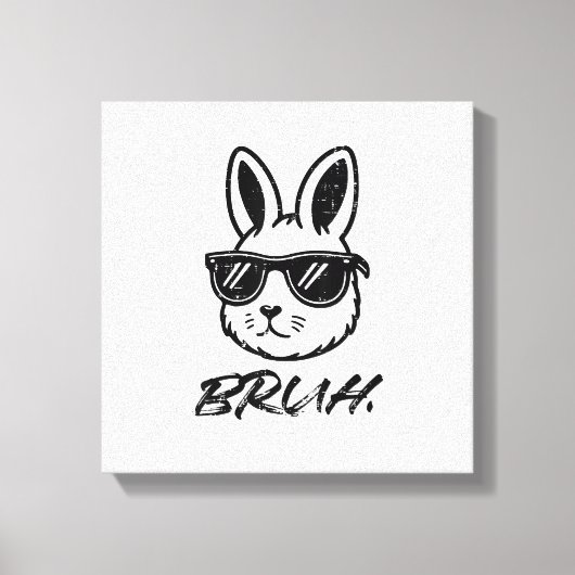 Easter Bruh Bunny Sunglasses Funny Meme Men Boys K キャンバスプリント (正面)