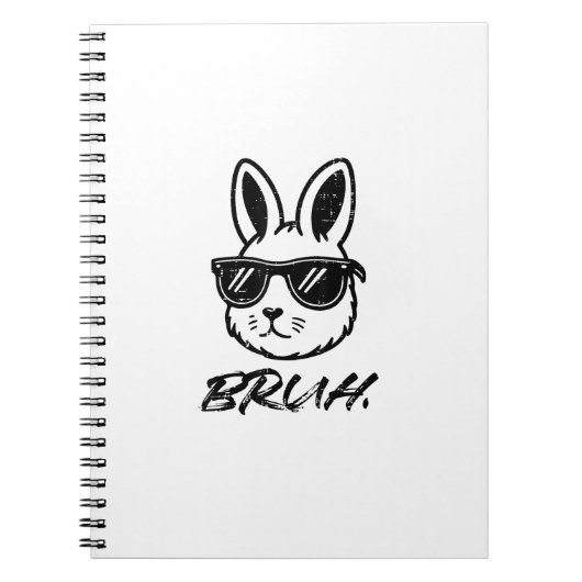 Easter Bruh Bunny Sunglasses Funny Meme Men Boys K ノートブック (正面)