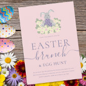Easter Brunch and Egg Hunt Cute Bunny Pink 招待状