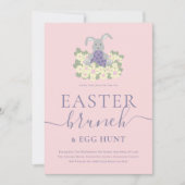 Easter Brunch and Egg Hunt Cute Bunny Pink 招待状 (正面)