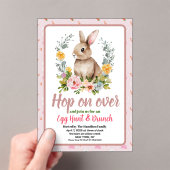 Easter Brunch & Egg Hunt Floral Watercolor Bunny  アクリル招待状 (インサイチュ (ポータブル))