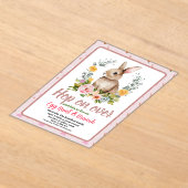 Easter Brunch & Egg Hunt Floral Watercolor Bunny  アクリル招待状 (レイダウン)