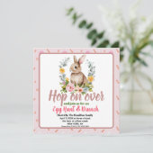 Easter Brunch & Egg Hunt Floral Watercolor Bunny  招待状 (スタンド正面)