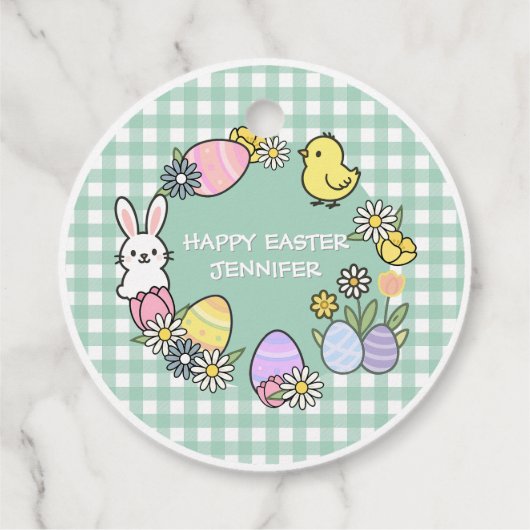 Easter Brunch & Egg Hunt Green Gingham フェイバータグ (裏面)