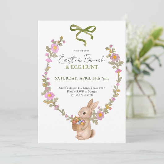 Easter Brunch & Egg Hunt Party Bunny Invitation  招待状 (スタンド正面)