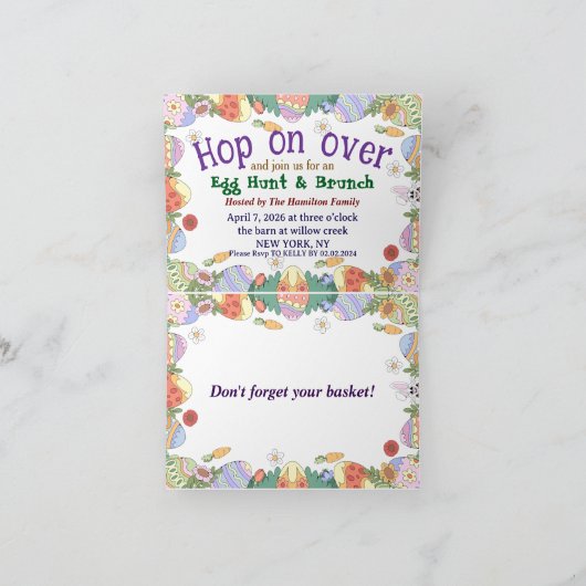 Easter Brunch & Egg Hunt Spring Meadow Bunny 招待状 (内部)