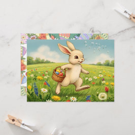 Easter Brunch & Egg Hunt Spring Meadow Bunny 招待状