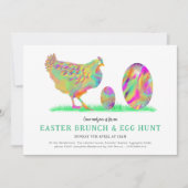 Easter Brunch Egg Hunt Watercolor Chick 招待状 (正面)