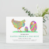 Easter Brunch Egg Hunt Watercolor Chick 招待状 (スタンド正面)