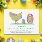 Easter Brunch Egg Hunt Watercolor Chick 招待状