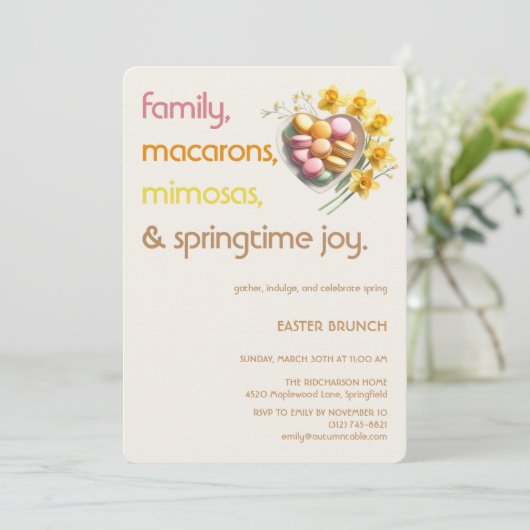 Easter Brunch Invitation Floral Spring Party  招待状 (スタンド正面)