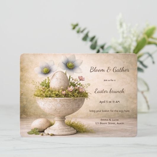 Easter Brunch Invitation Minimal Floral Spring 招待状 (スタンド正面)