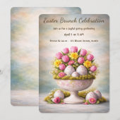 Easter Brunch Invitation Tulips Floral Spring  招待状 (正面/裏面)