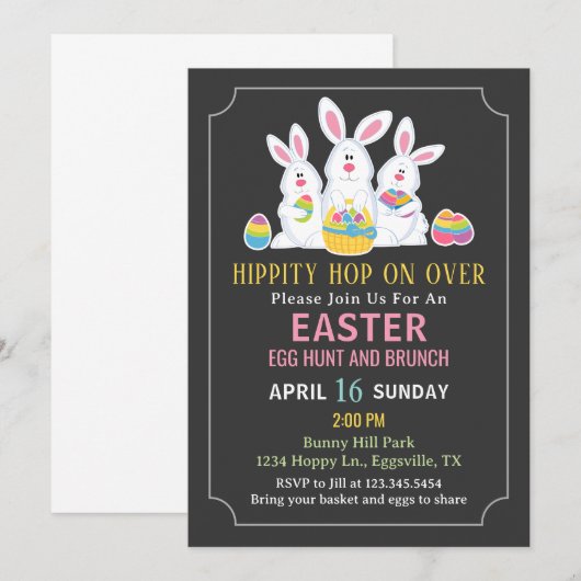 Easter Bunnies Easter Egg Hunt Invitation 招待状 (正面/裏面)