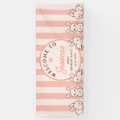 Easter Bunnies Girl 1st Birthday Party Welcome 横断幕 (縦)