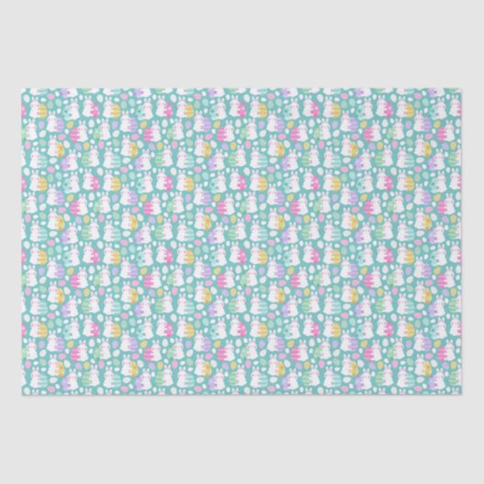 Easter Bunnies Hugging Easter Eggs Kids Pattern 薄葉紙 (正面)