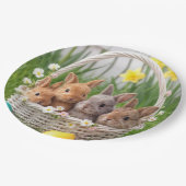 Easter Bunnies in a Wicker Basket ペーパープレート (アングル)
