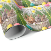 Easter Bunnies in a Wicker Basket ラッピングペーパー (ロールコーナー)
