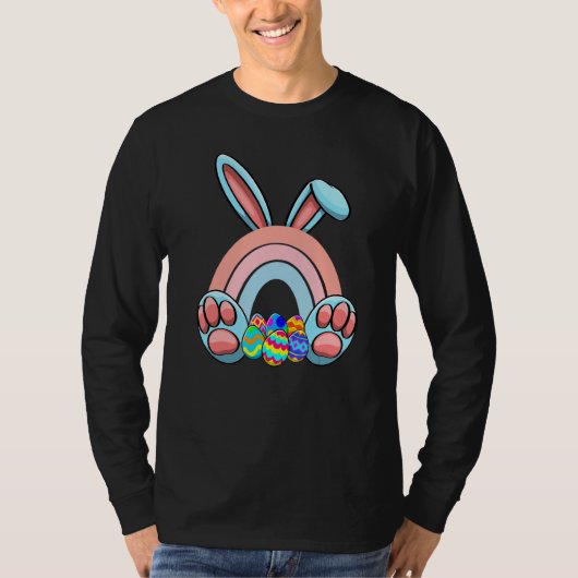 Easter Bunnies Rainbow Nature Women Easter Day Egg Tシャツ (正面)