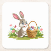 Easter bunny スクエアペーパーコースター (正面)