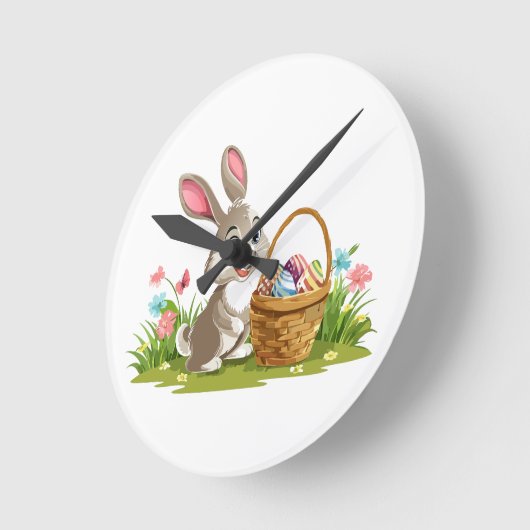 Easter bunny ラウンド壁時計 (傾斜)